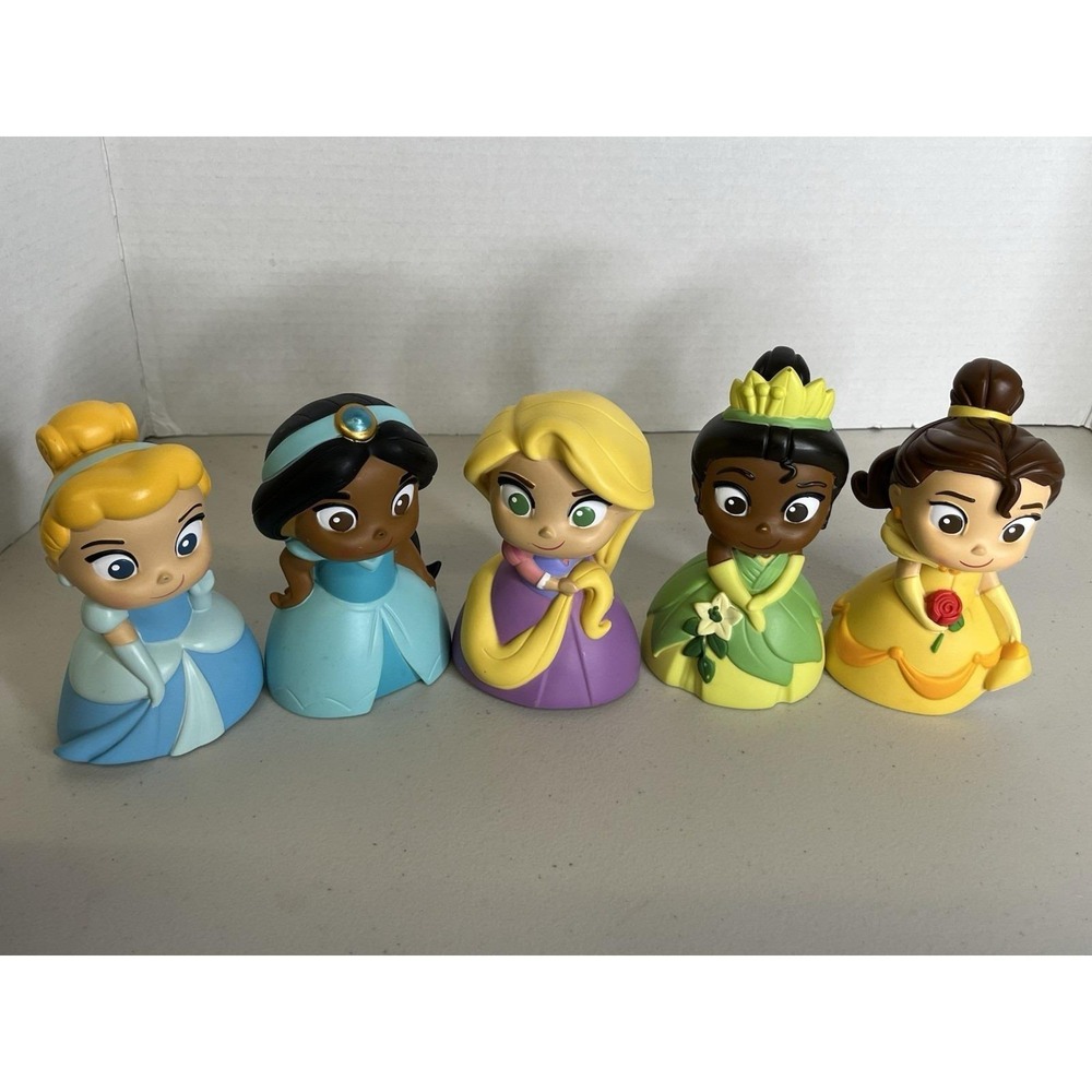New! Disney Parks Princess Bath Toy Set Belle Cinderella Tiana Rapunzel Jasmine